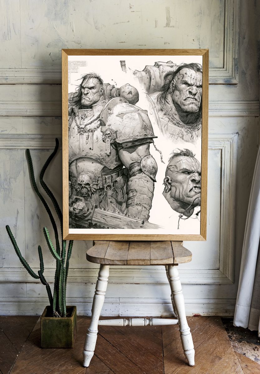 Warrior Orc Sketch Poster. room preview