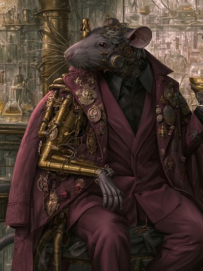 Steampunk Rat Gentleman Illustration Poster. poster