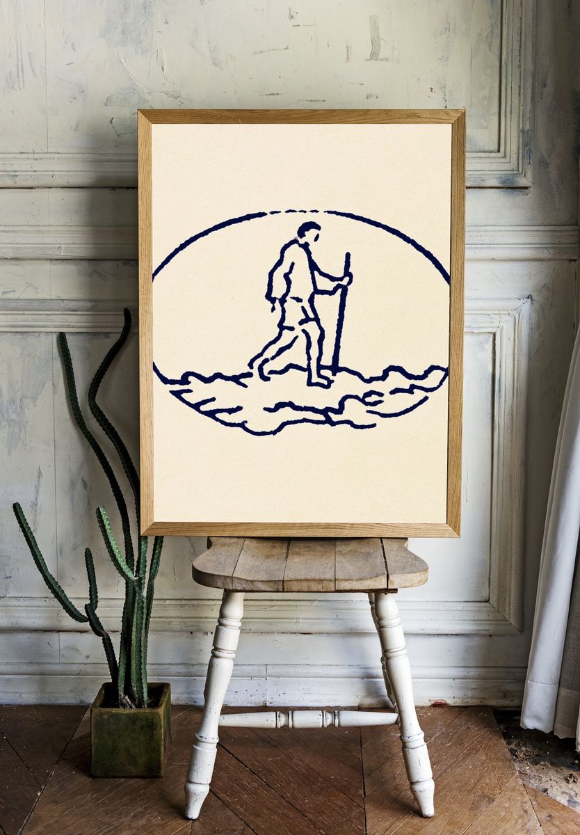 Hiker Line Art Poster. — room view 1