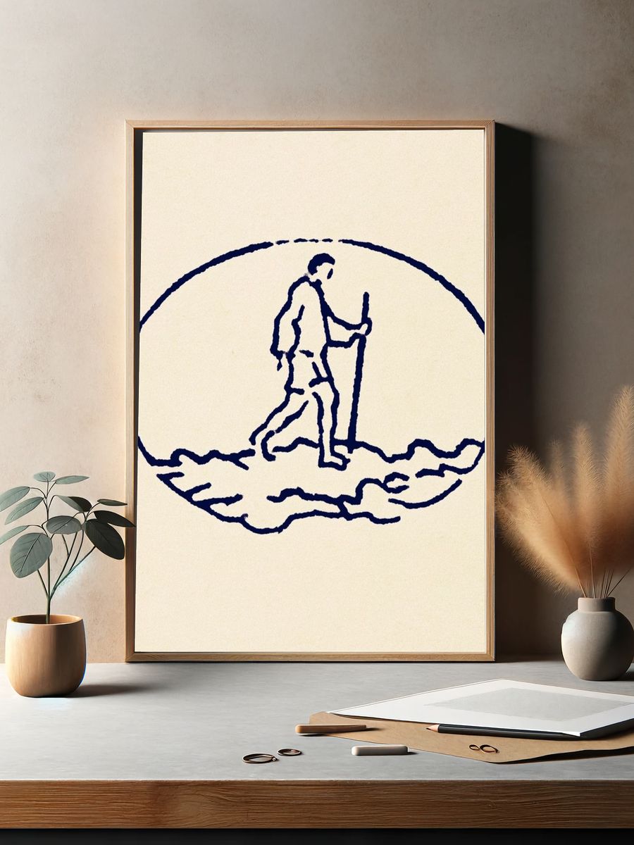 Hiker Line Art Poster. — room view 2