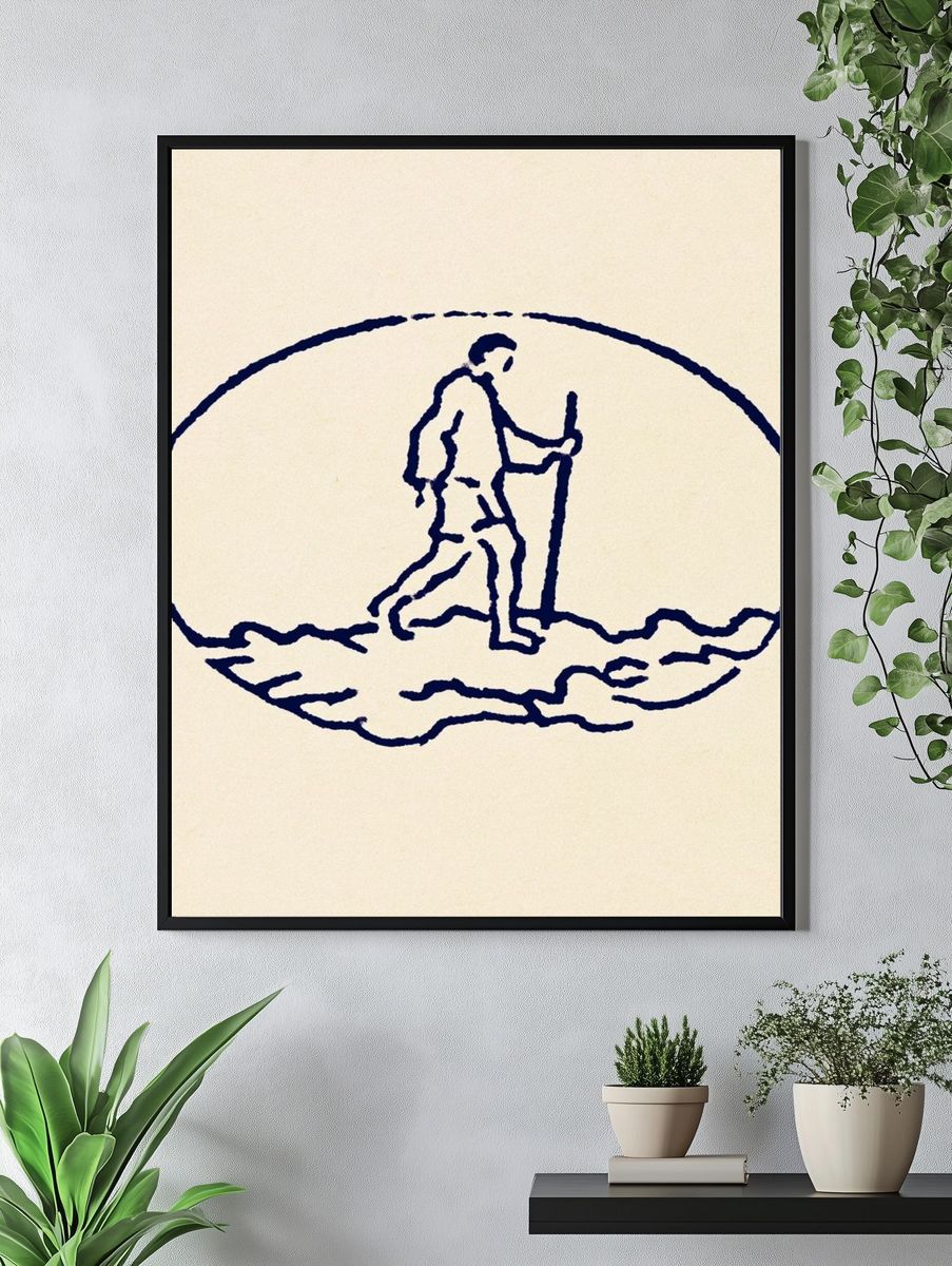 Hiker Line Art Poster. — room view 4
