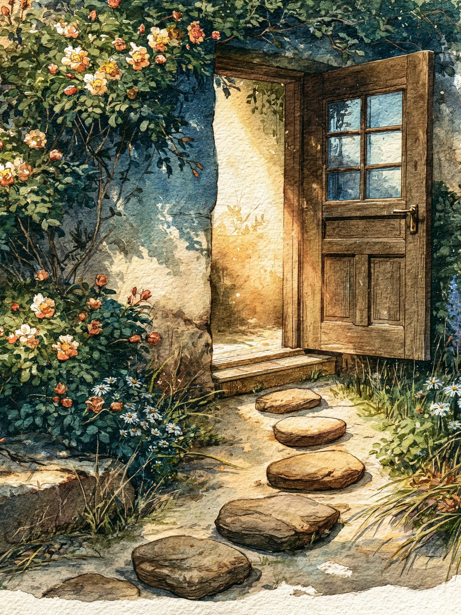Garden Door Watercolor Poster. poster — illustration art