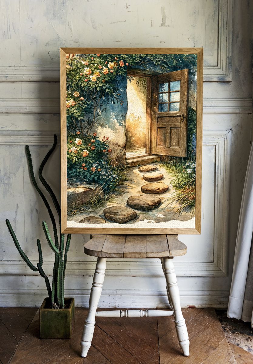 Garden Door Watercolor Poster. room preview