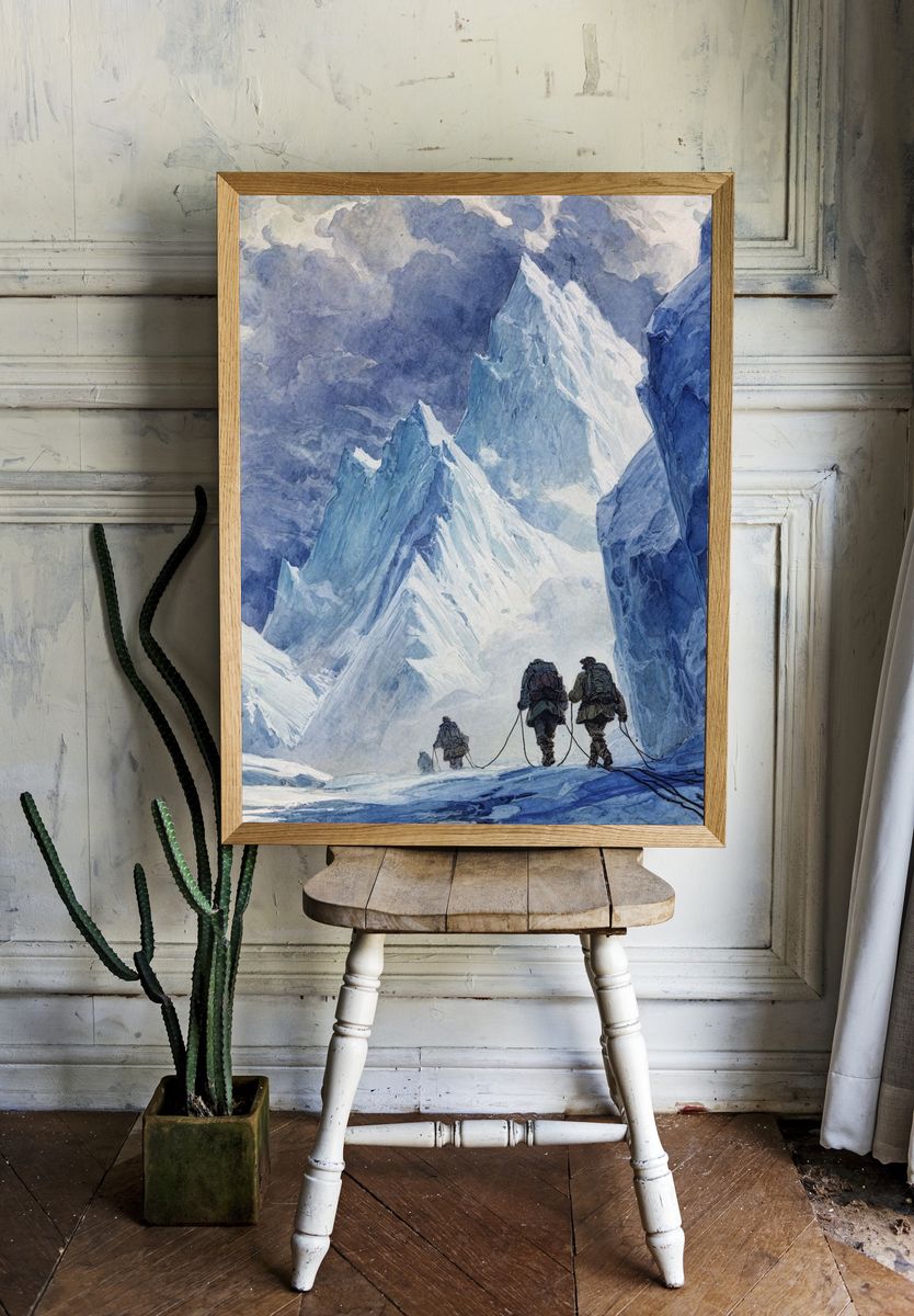 Ice Climb Expedition Illustration Poster. — room view 1