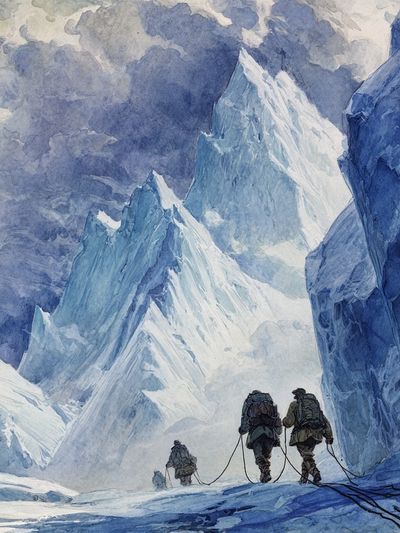Ice Climb Expedition Illustration Poster. poster