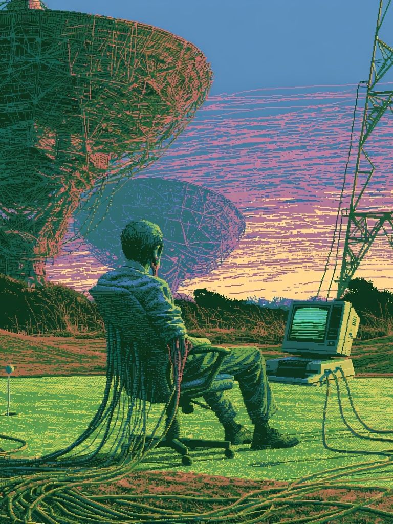 Retro Sci-Fi Observatory Poster. poster detail