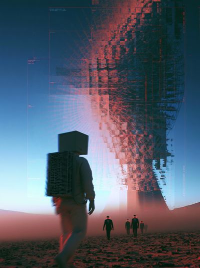 Surreal Astronauts Sci-Fi Poster. poster