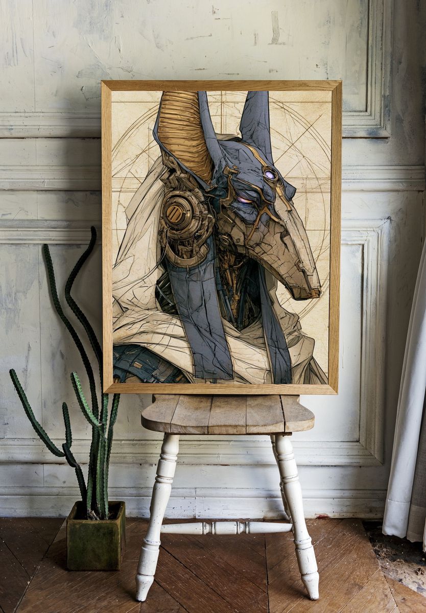 Anubis Cyberpunk Illustration Poster. — room view 1
