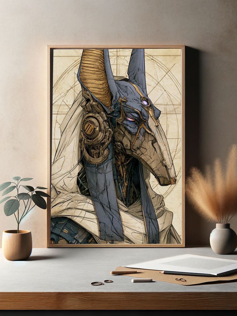 Anubis Cyberpunk Illustration Poster. — room view 2