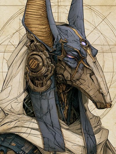 Anubis Cyberpunk Illustration Poster. poster