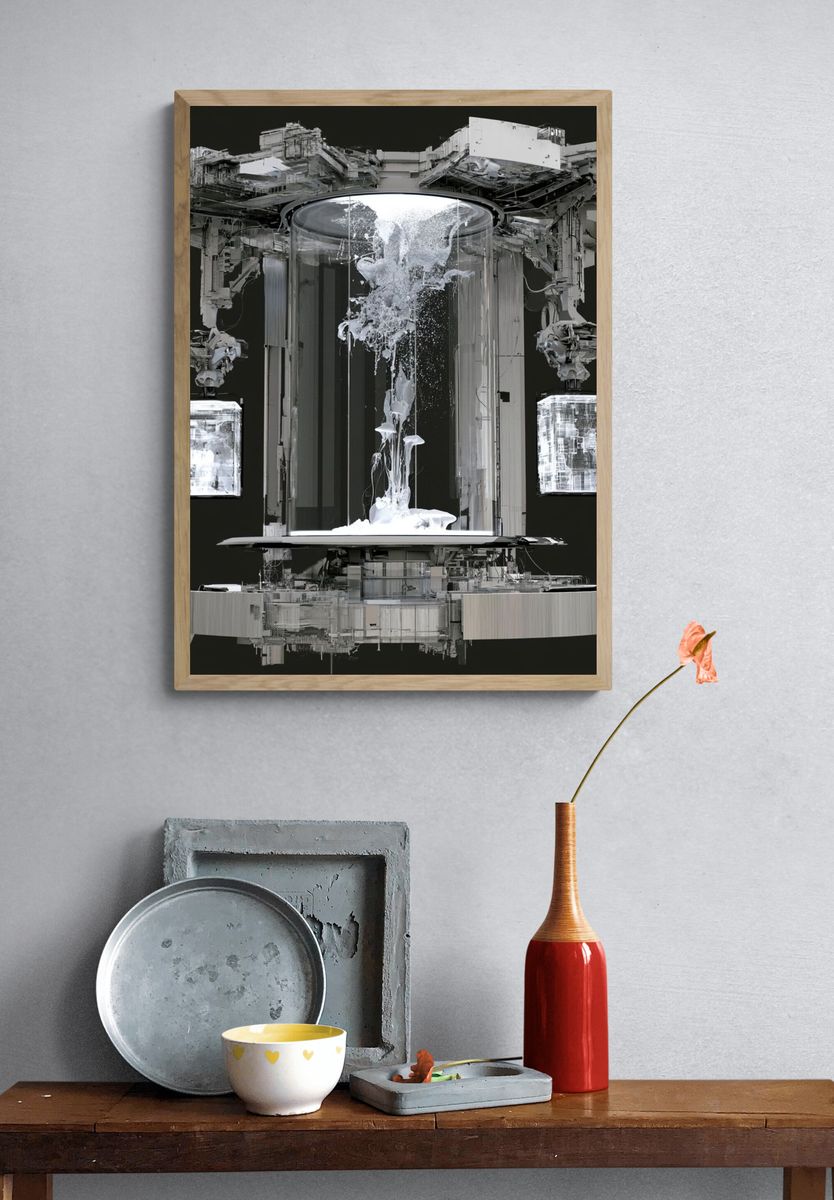 Futuristic Monochrome Machine Poster. — room view 3