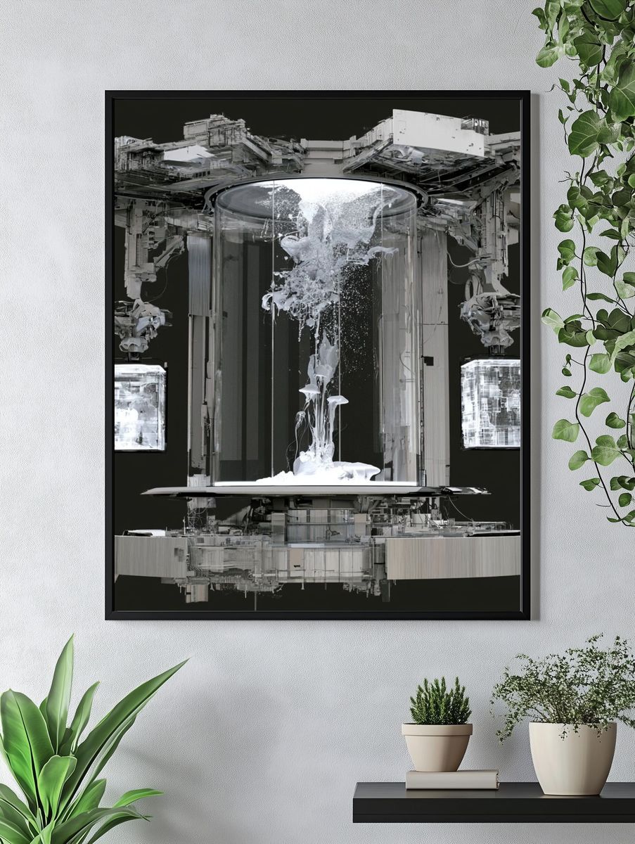 Futuristic Monochrome Machine Poster. — room view 4