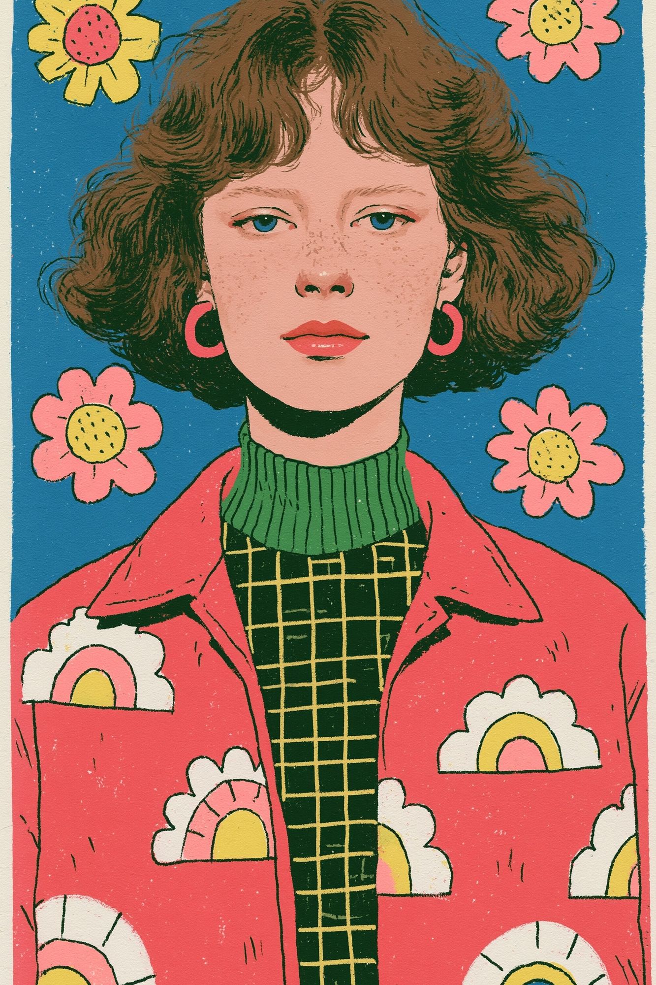 Flower Portrait Illustration Poster. poster — illustration art