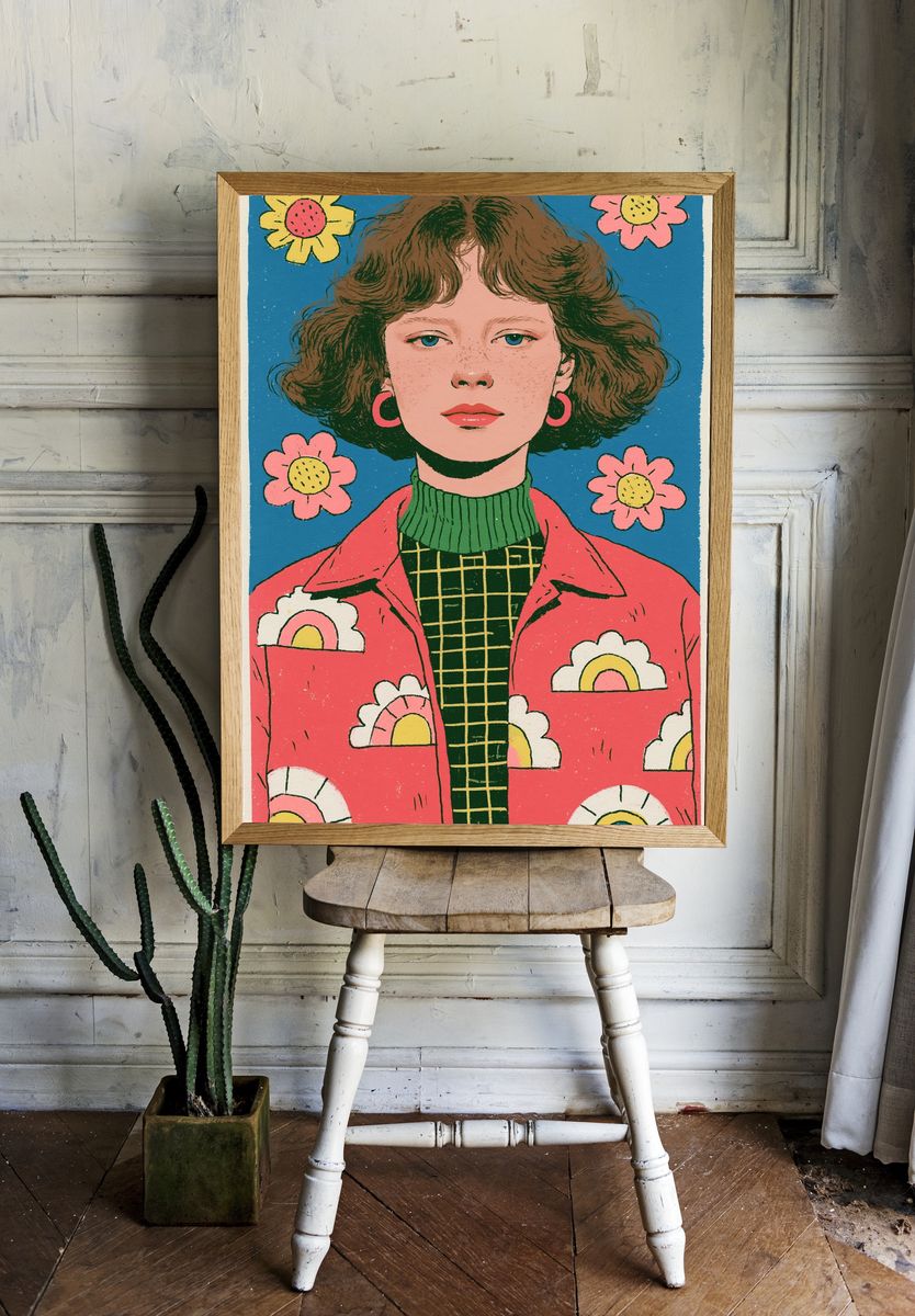 Flower Portrait Illustration Poster. room preview