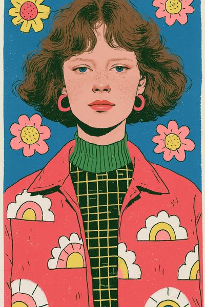 Flower Portrait Illustration Poster.
