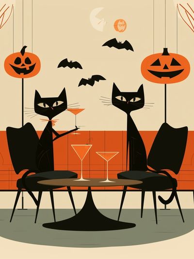 Halloween Cats Illustration Poster. poster
