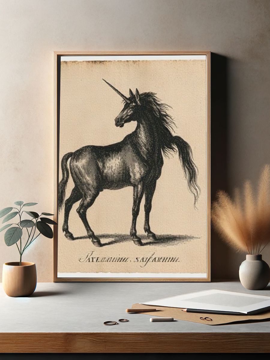 Unicorn Vintage Illustration Poster. — room view 2
