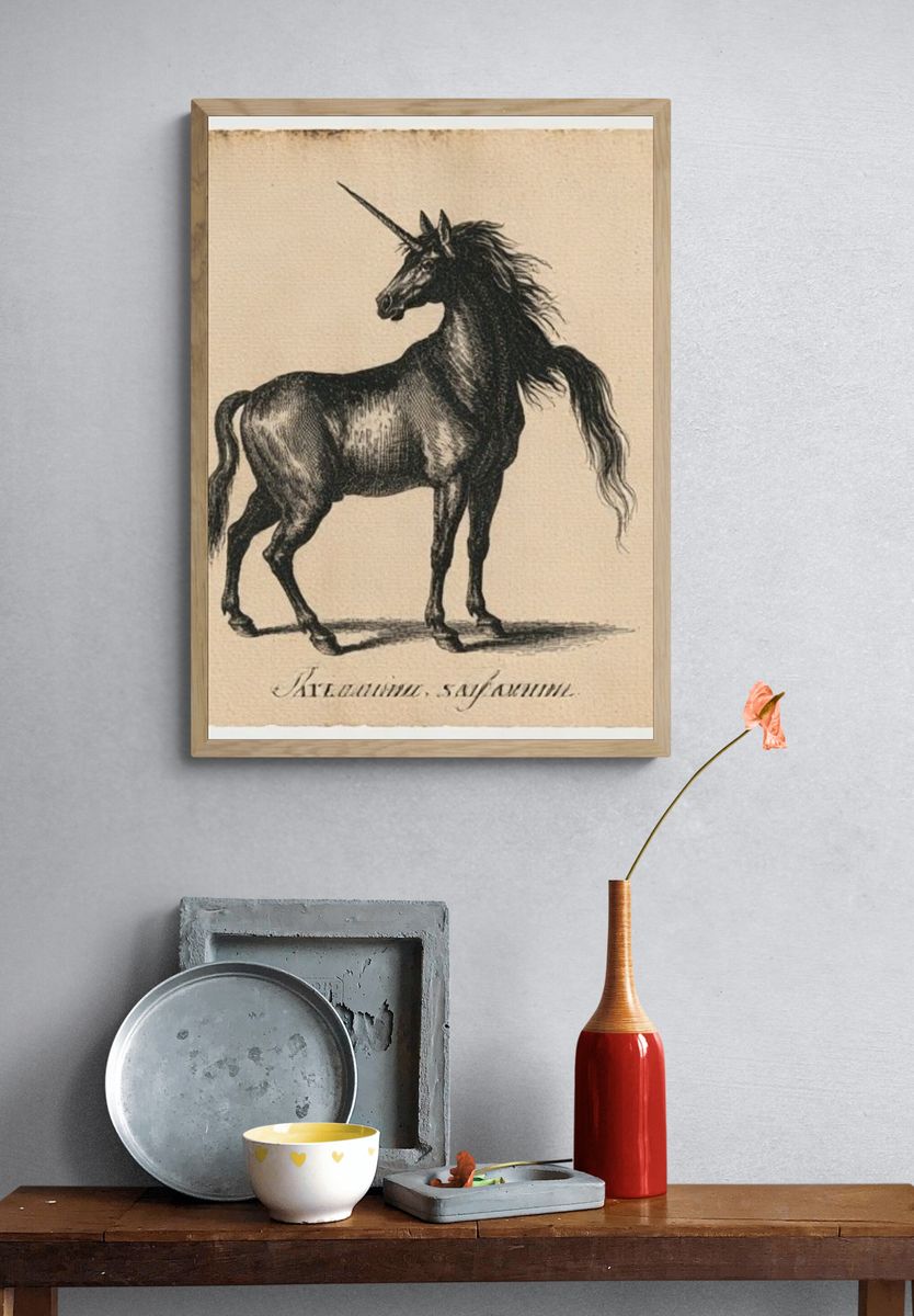 Unicorn Vintage Illustration Poster. — room view 3