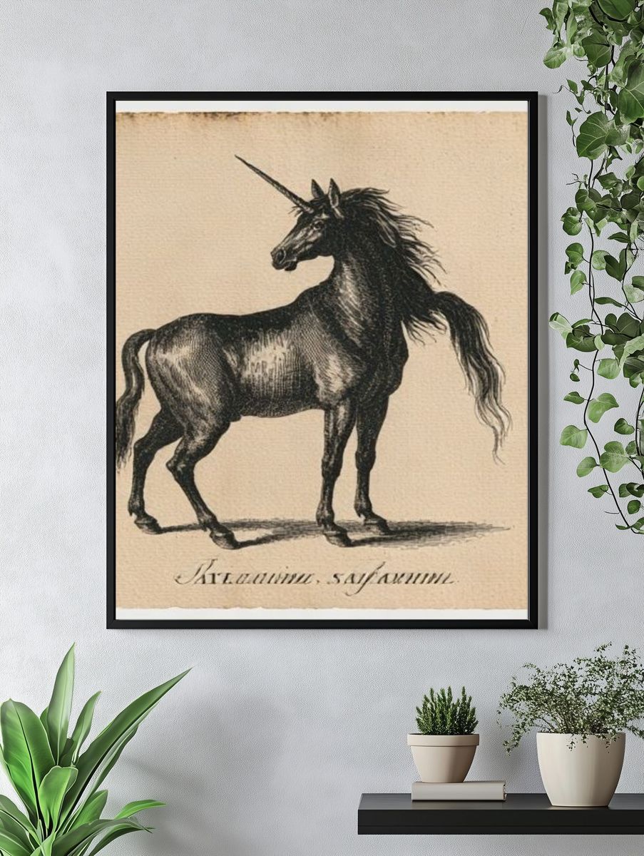 Unicorn Vintage Illustration Poster. — room view 4