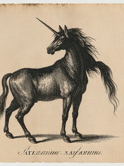 Unicorn Vintage Illustration Poster.
