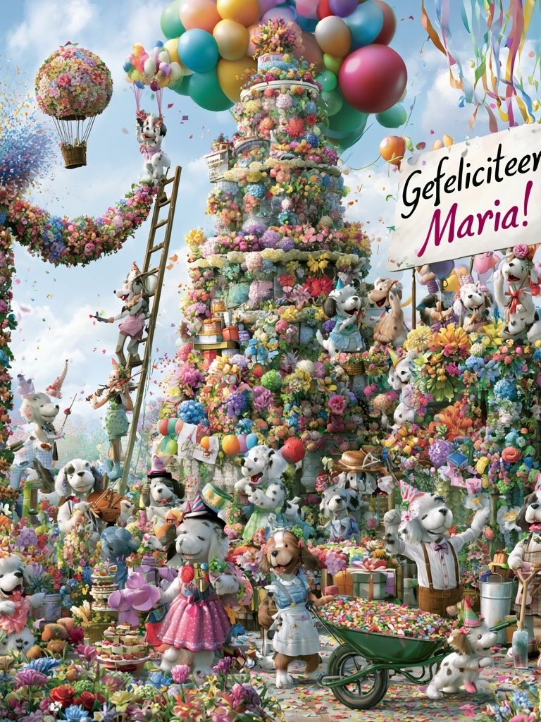Floral Puppy Celebration Poster. poster — illustration art
