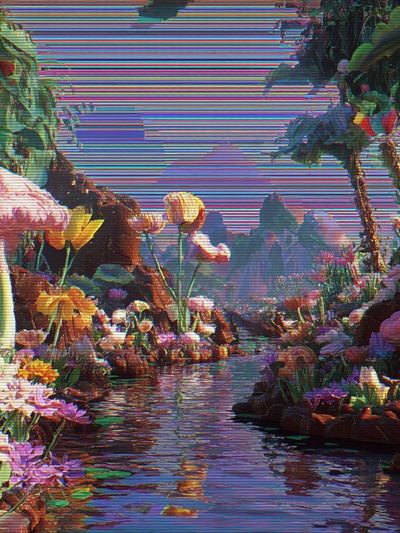 Surreal Floral River Digital-Art Poster. poster print