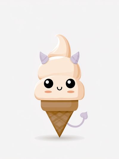 Cute Devil Ice Cream Cartoon Poster. poster