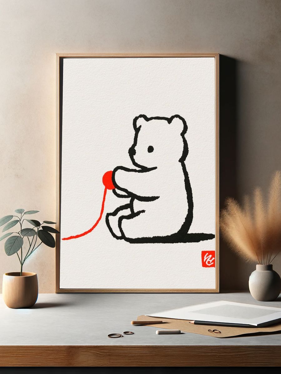 Bear with Red Balloon Print. — room view 2
