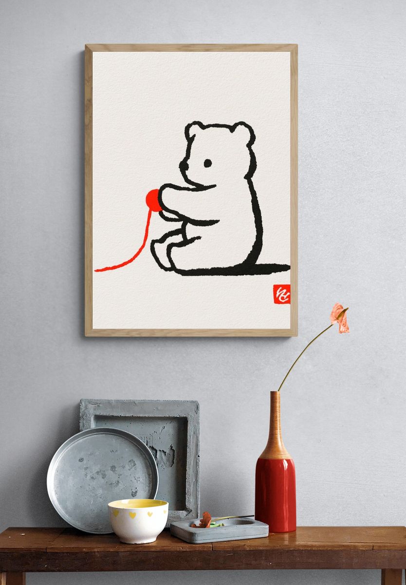 Bear with Red Balloon Print. — room view 3