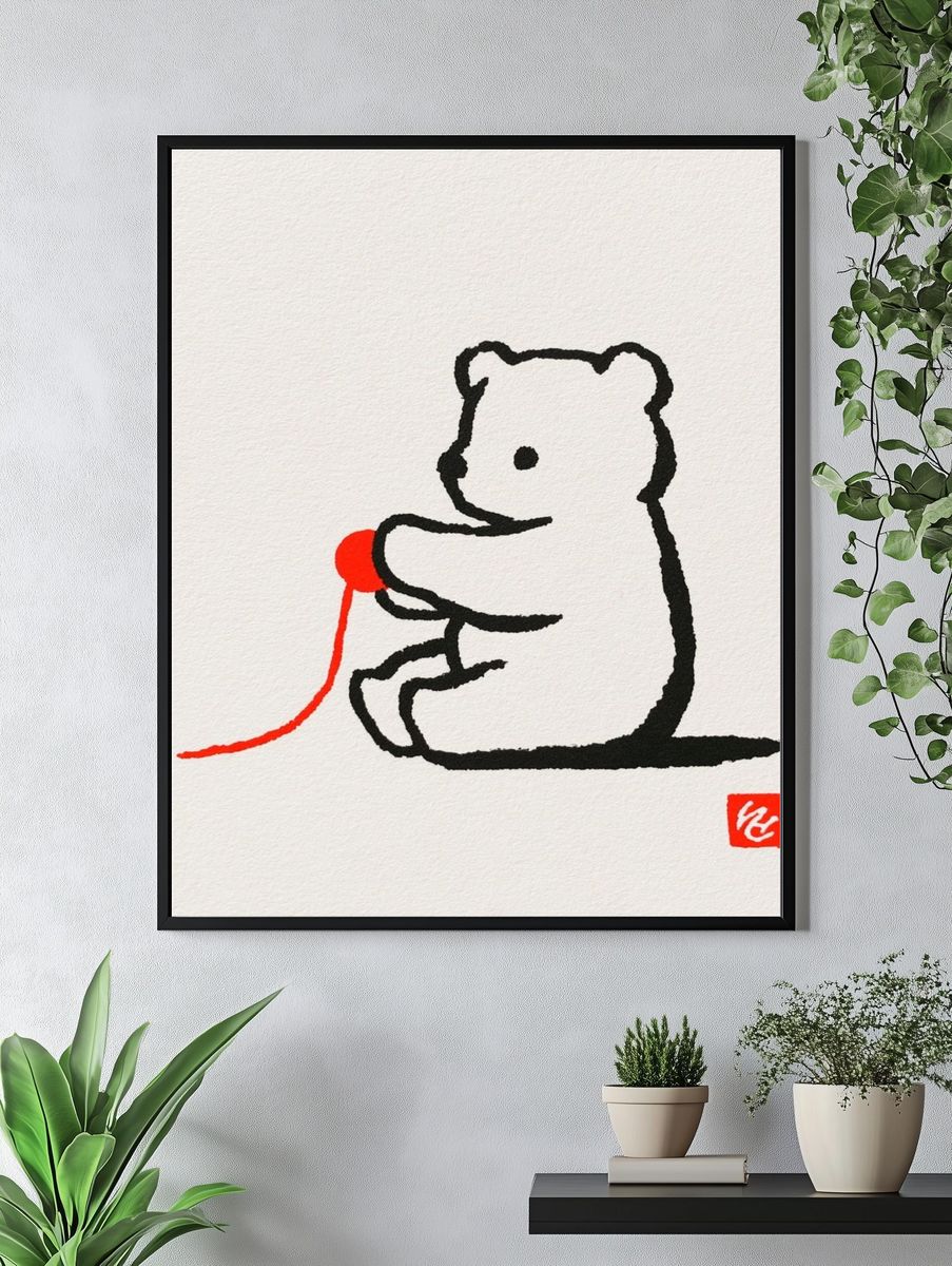 Bear with Red Balloon Print. — room view 4
