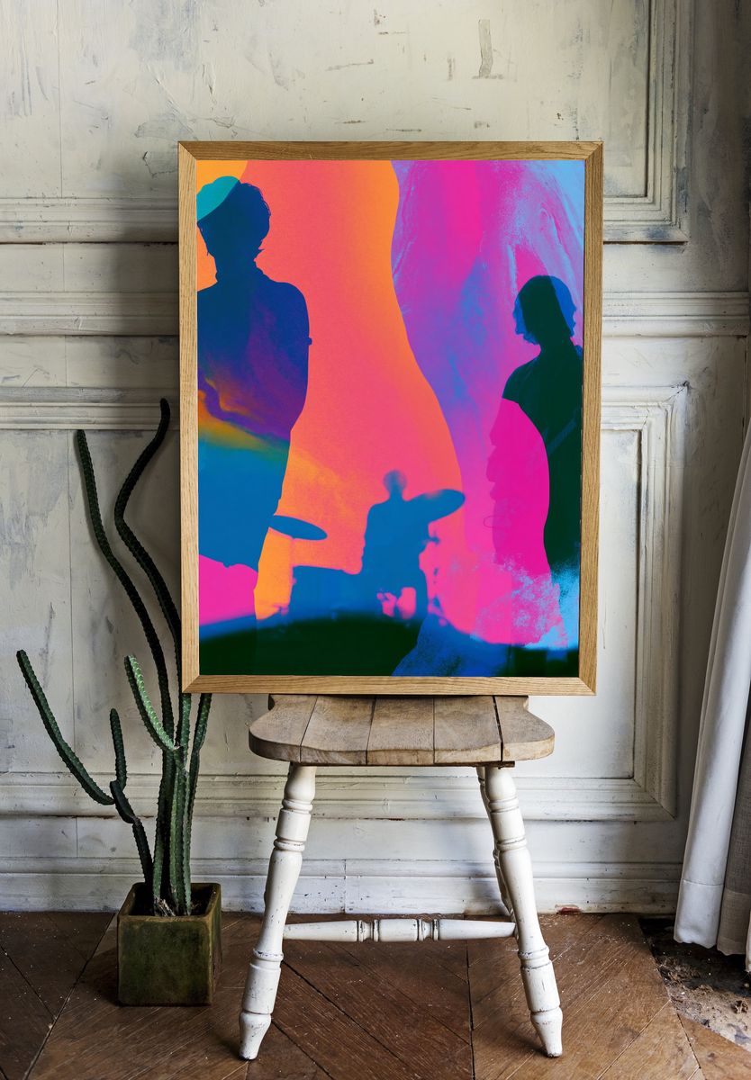 Neon Band Silhouettes Illustration Poster. room preview
