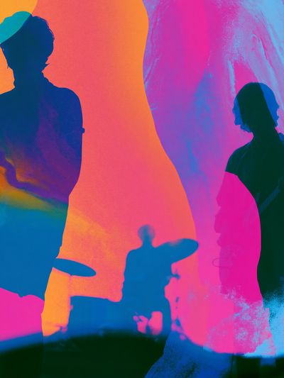Neon Band Silhouettes Illustration Poster.