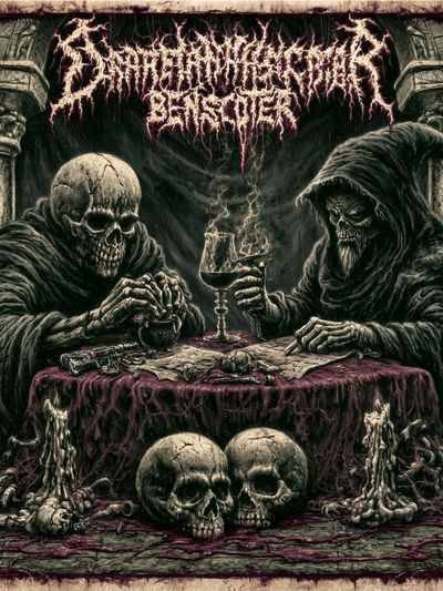 Occult Skeleton Feast Horror Poster. poster