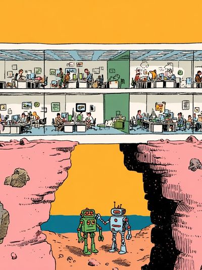 Retro Office Robots Poster. poster print