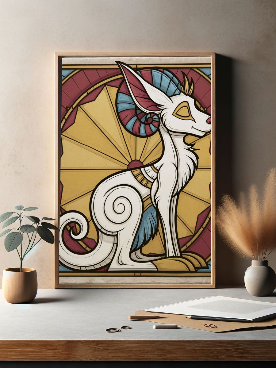 Stained Glass Dragon Poster. — room view 2