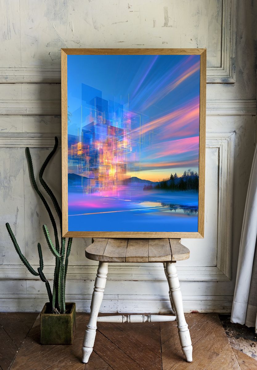 Aurora Glacier Abstract Print. — room view 1