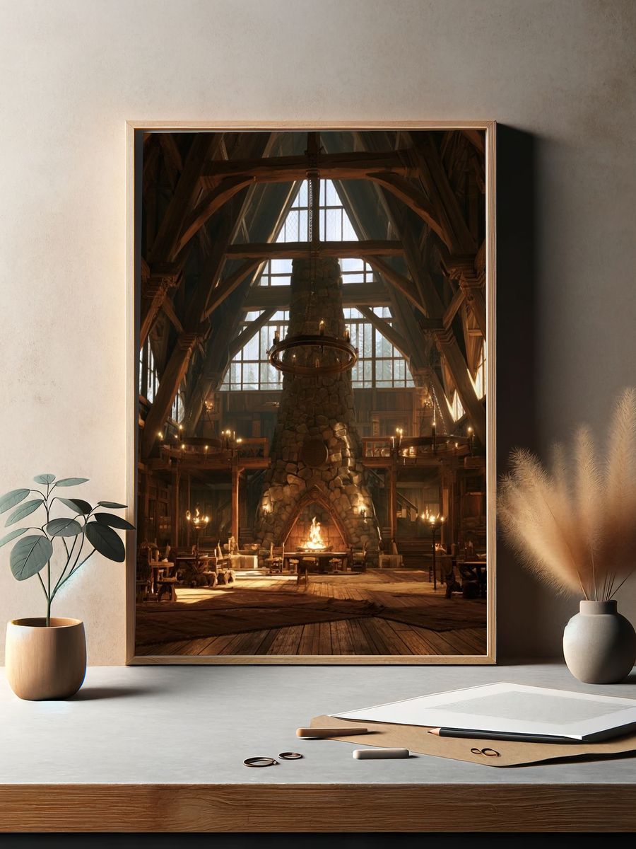 Medieval Great Hall Interior Poster. — room view 2