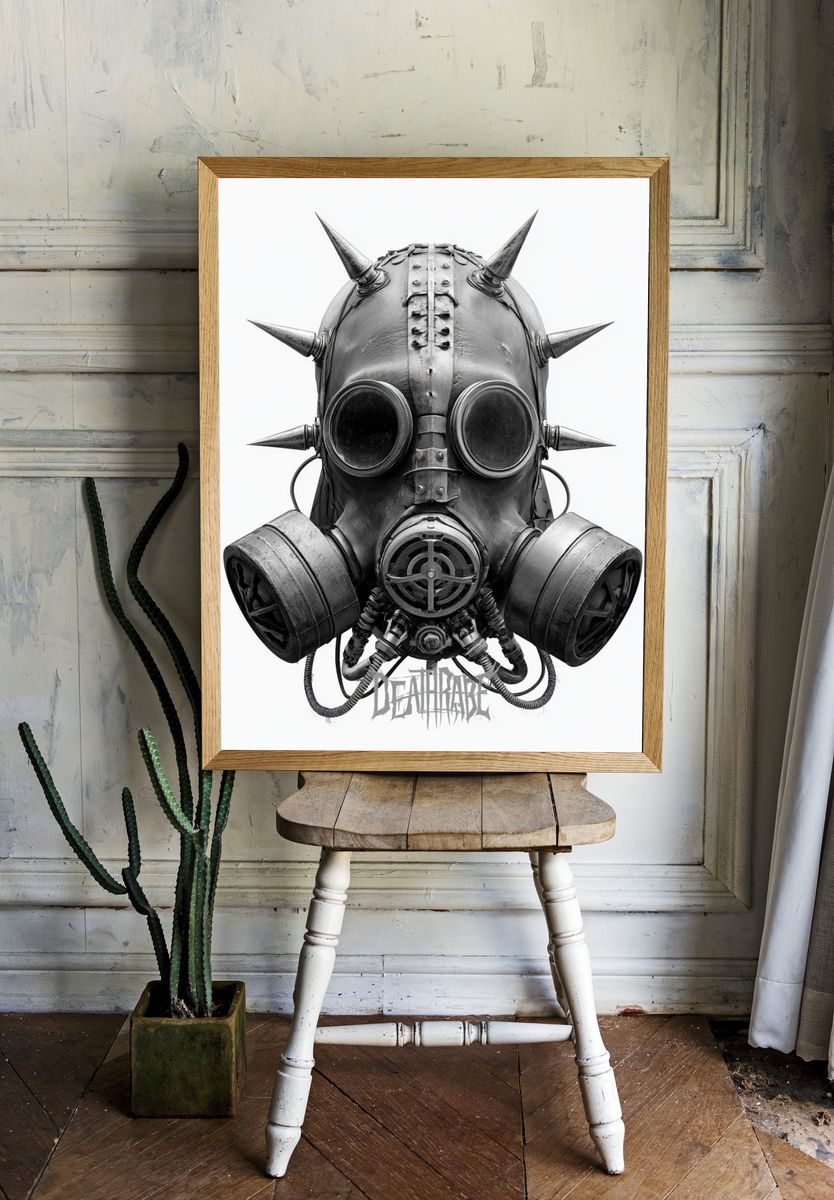 Deathrabe Gas Mask Illustration Poster. — room view 1
