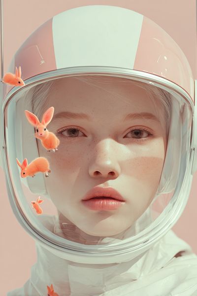 Astronaut Girl Surreal Print. poster