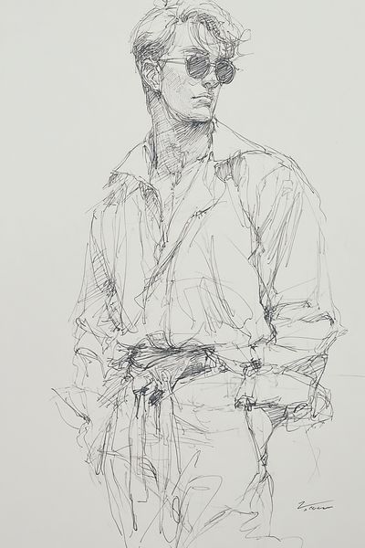 Sunglasses Portrait Sketch Print. poster print