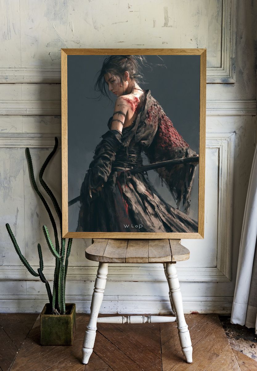 Warrior Woman Digital Art Poster. — room view 1