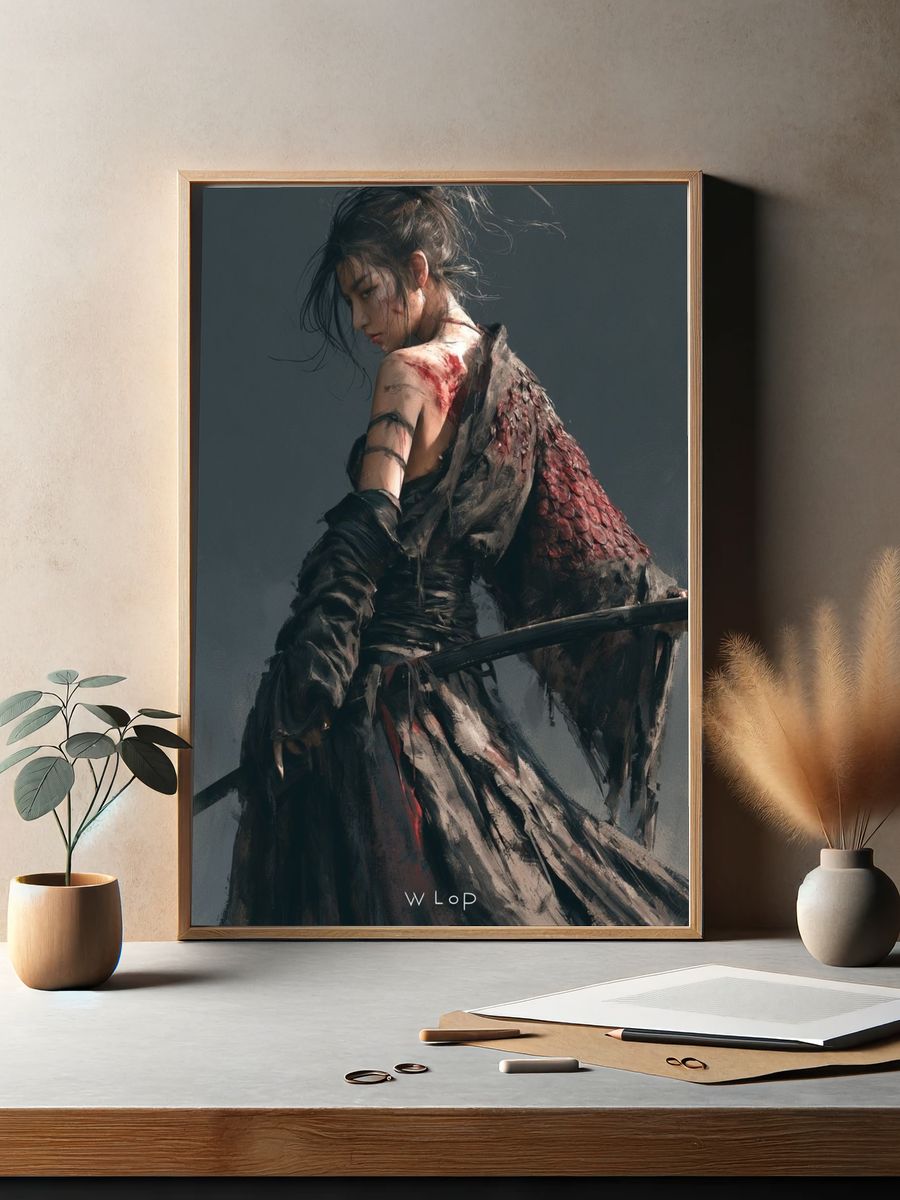 Warrior Woman Digital Art Poster. — room view 2