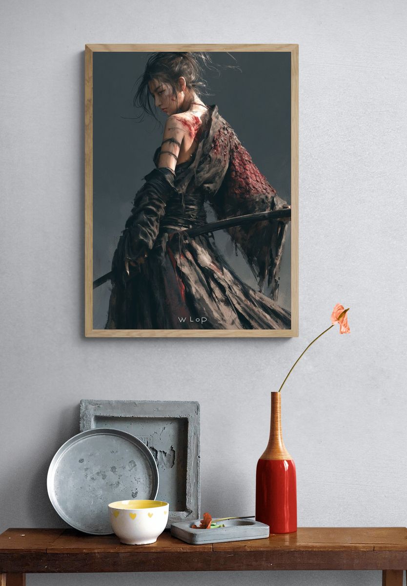 Warrior Woman Digital Art Poster. — room view 3