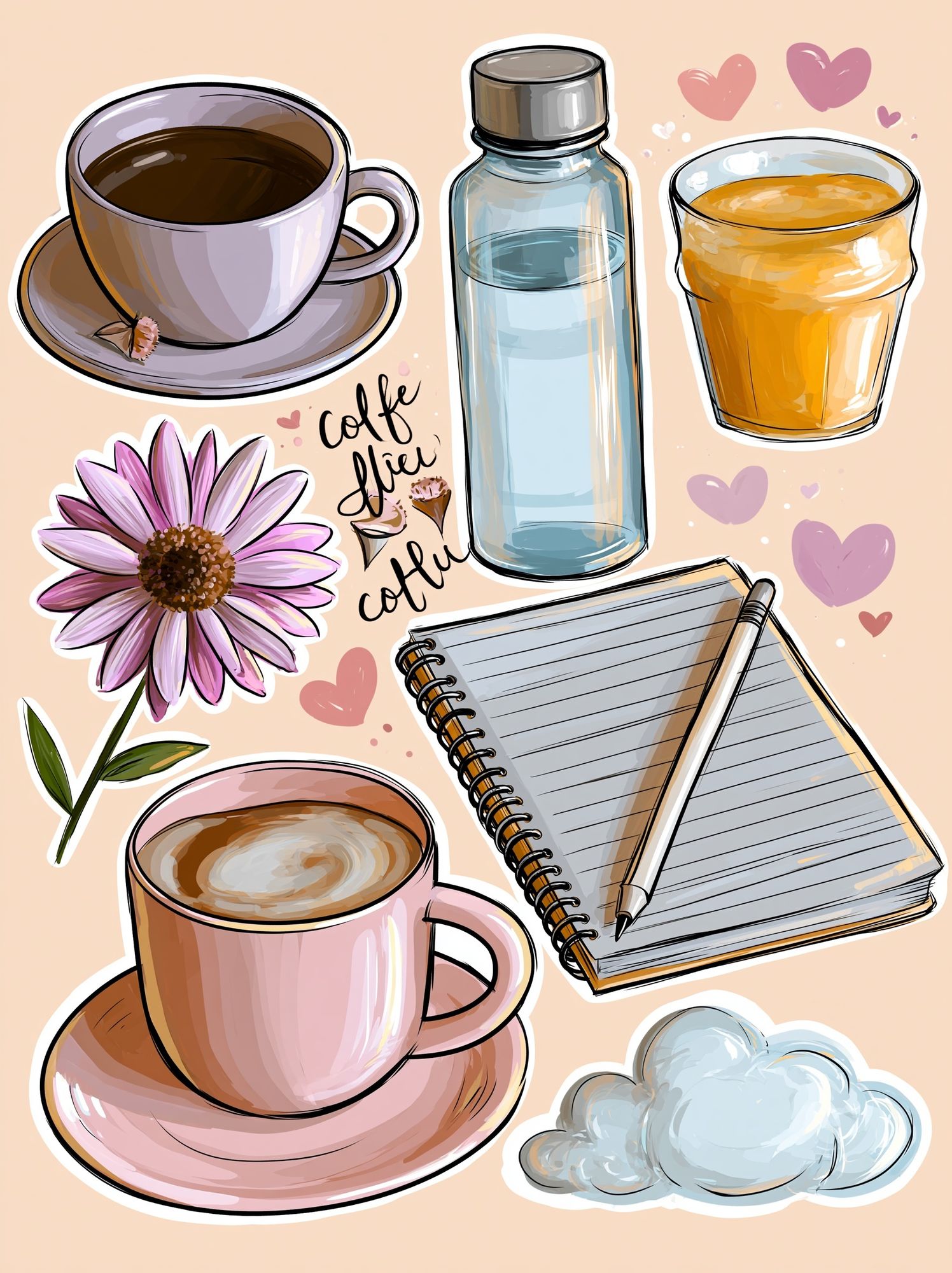 Coffee & Notes Illustration Poster. poster — illustration art