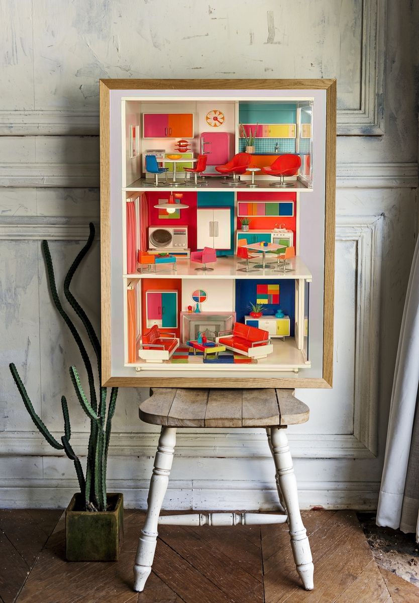 Colorful Dollhouse Interior Poster. room preview