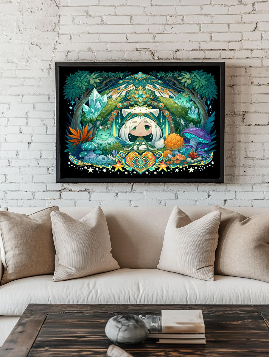 Forest Spirit Chibi Illustration Poster. room preview