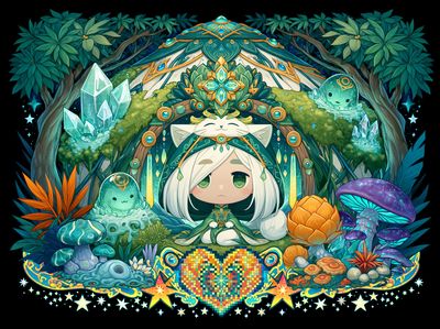 Forest Spirit Chibi Illustration Poster.