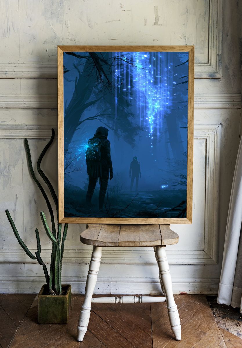 Neon Forest Encounter Print. room preview
