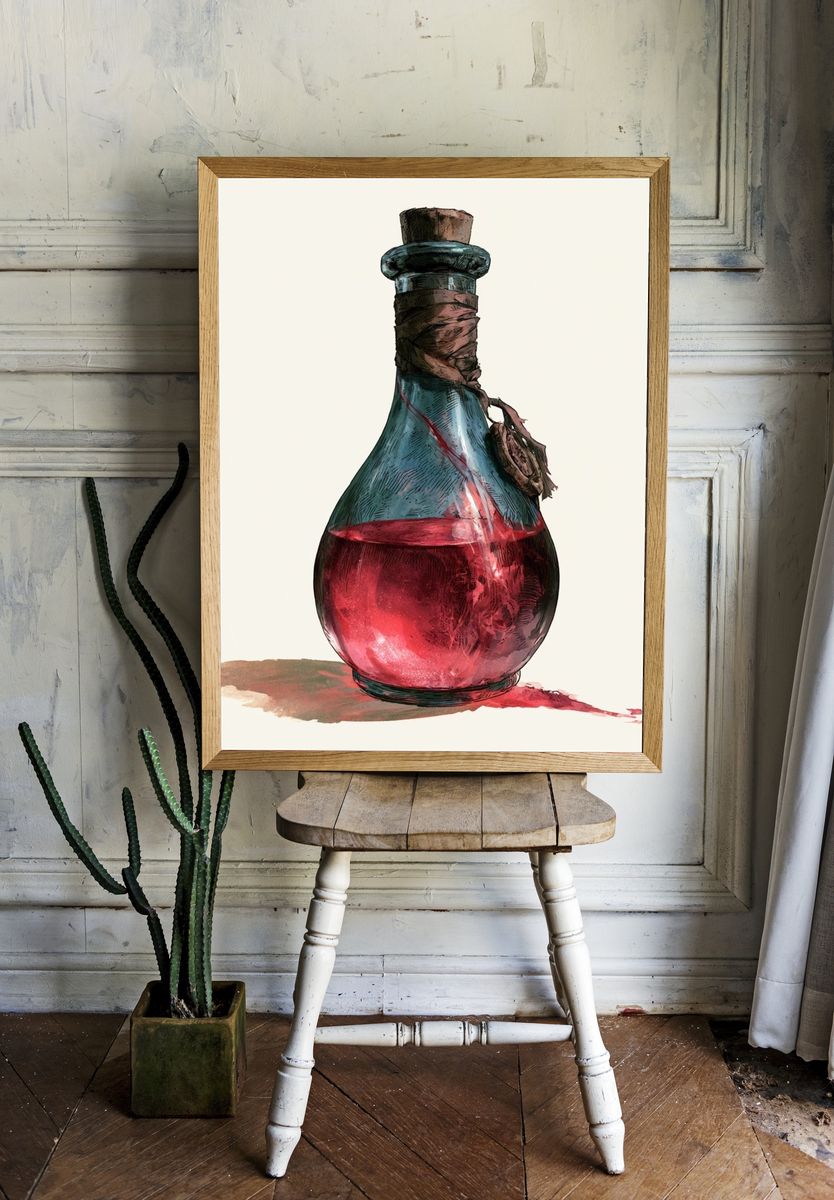 Mystic Potion Bottle Illustration Poster. — room view 1