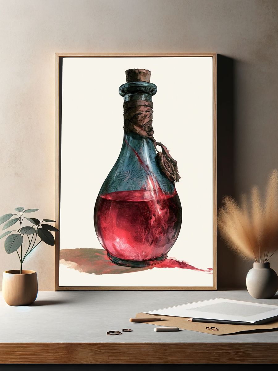 Mystic Potion Bottle Illustration Poster. — room view 2